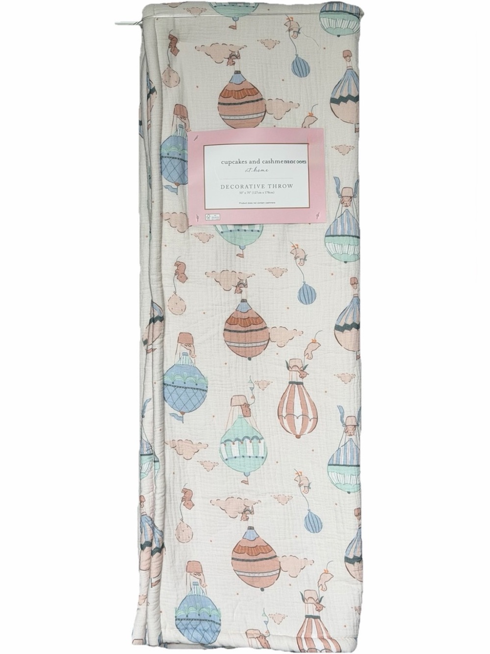 Cupcakes Cashmere Baby Shower Gift Throw Blanket Balloon Bears Clouds Goose Duck